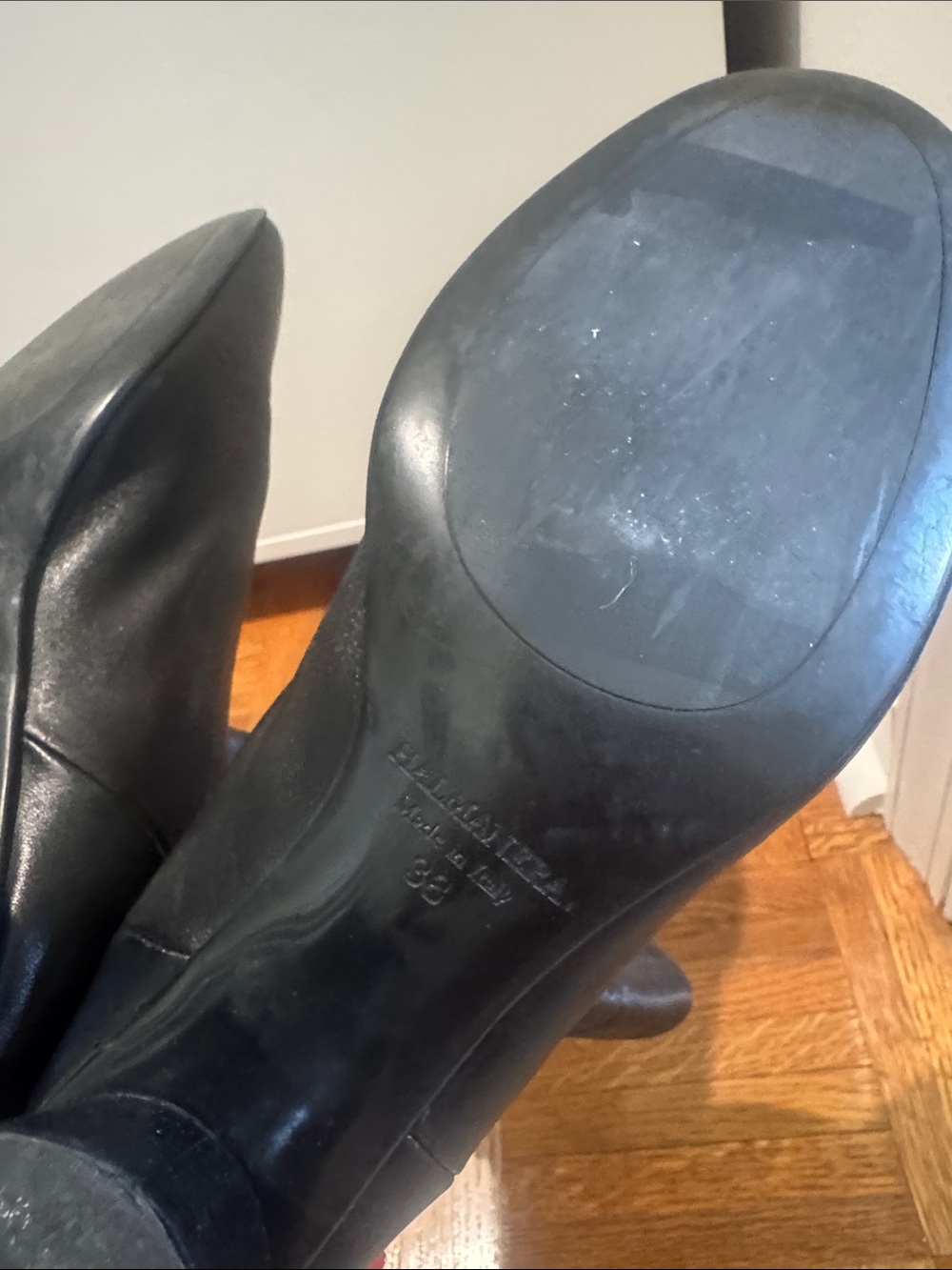 Halmanera Black Mid-Heel Ankle Booties with Back Zip - Picture 4 of 5